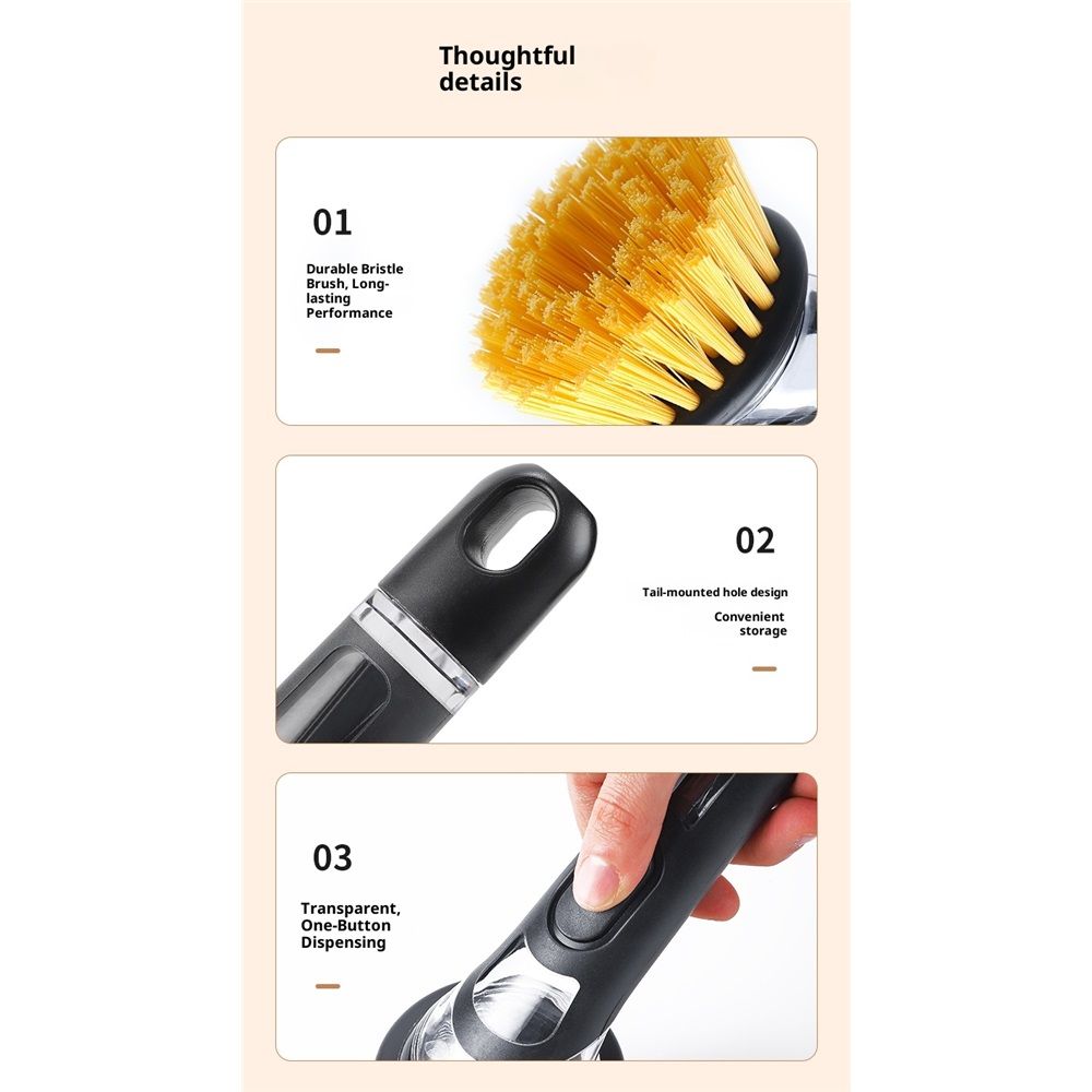 Refillable Soap-Dispensing Dish Brush with Replacement Head, for Pot Pan Sink Cleaning Dish Scrubber Brush (Yellow)