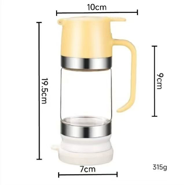 Glass Honey Dispenser Pot, No Drip 10 OZ Honey Jar with Handle, Syrup Dispenser for Coffee or Tea, Yellow white