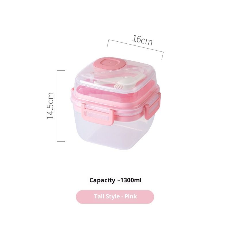 Salad Container For Lunch, Salad Lunch Container For Adults, Salad Bowl Kit With Compartments For Salad Dressing & Toppings