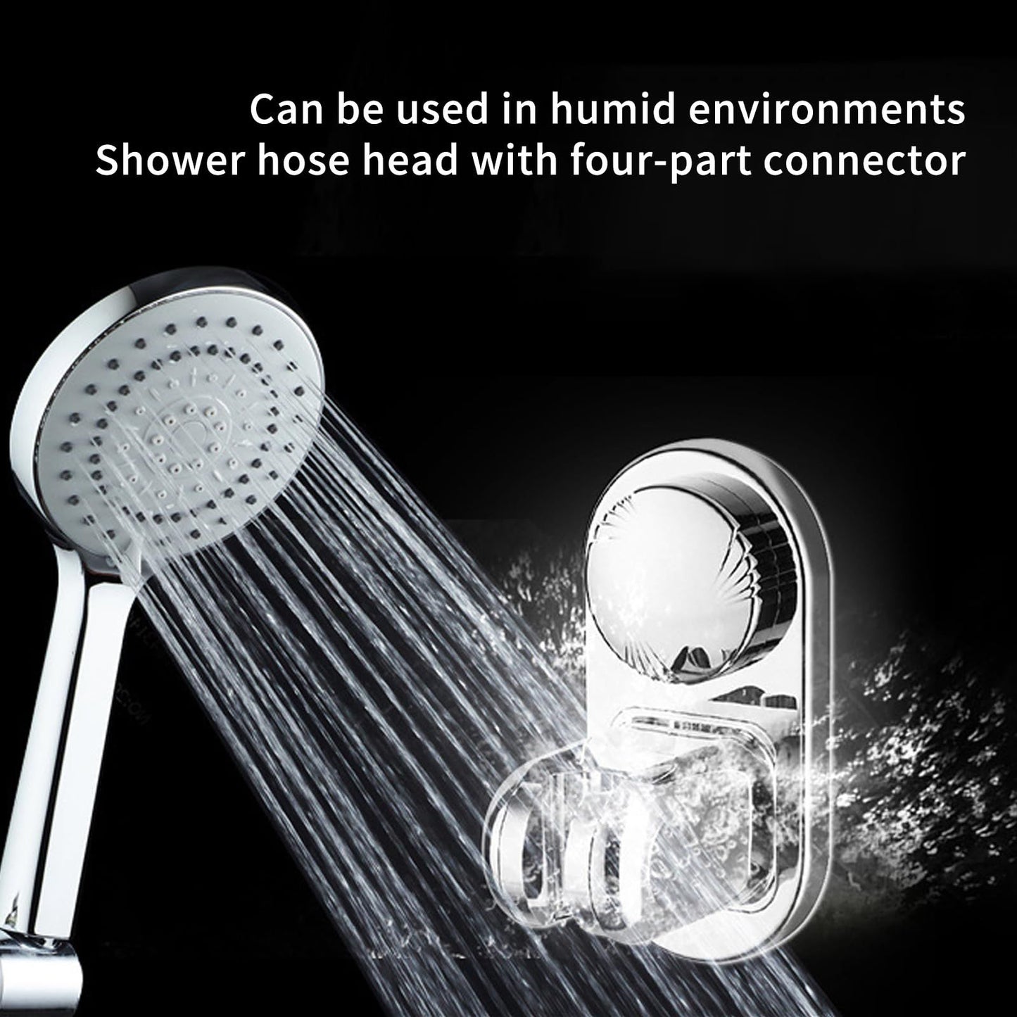 Suction cup Handheld Shower Head Holder - Designed For Large Shower Head - Relocatable Horizontal Setting - - Wider Input - Wall mounted with Vacuum Power (Polished Chrome)