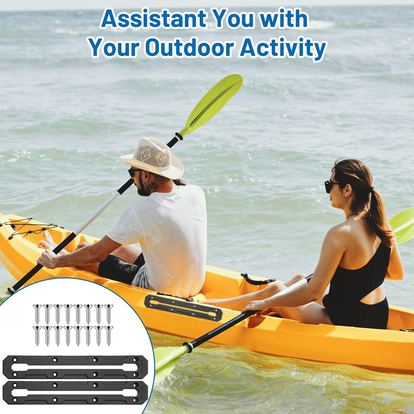 Kayak Track Mount, Kayak Rail Track, Kayak Low Profile Gear Track Accessories for Fishing Rod Holder, Cup Holder, Paddle Holders, Anchor Cleats (9 in, 4 Pieces)