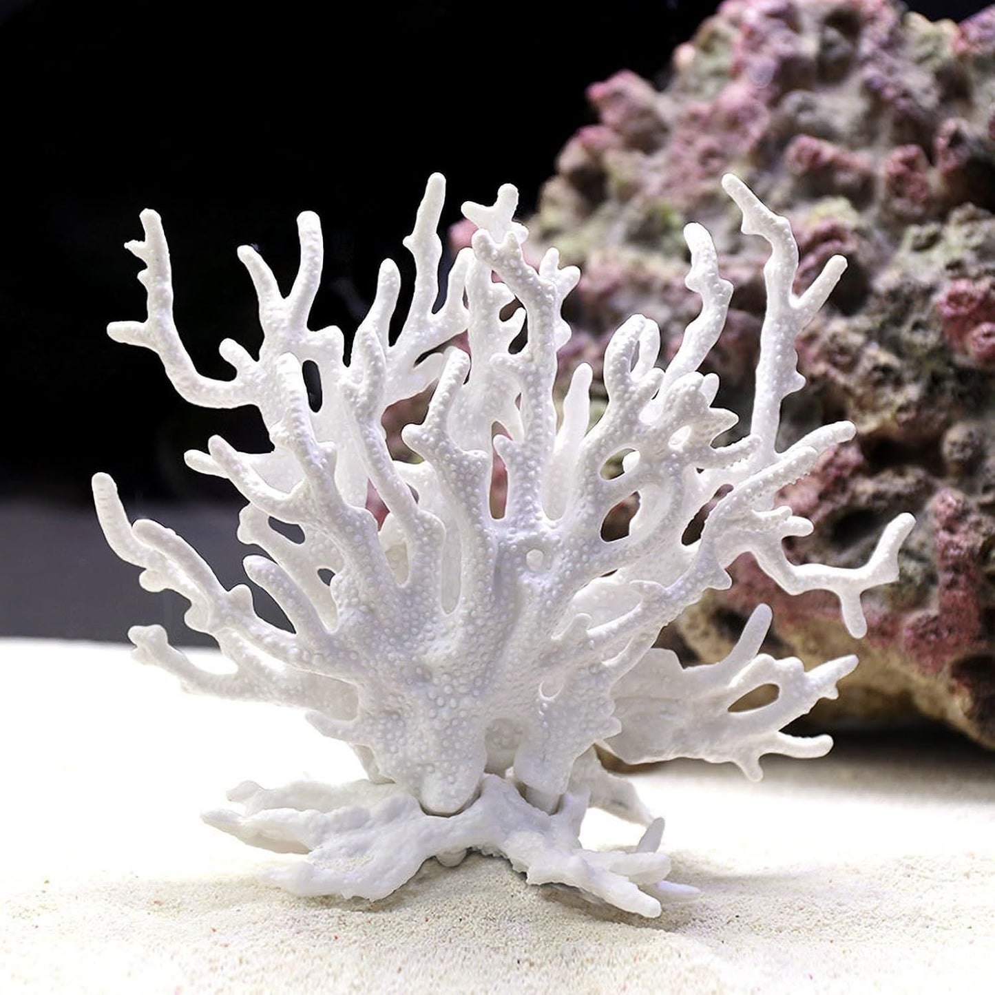 2pcs Artificial Aquarium Coral Ornament Plastic Fish Tank Plants Decoration for Aquarium Landscape (white+blue)