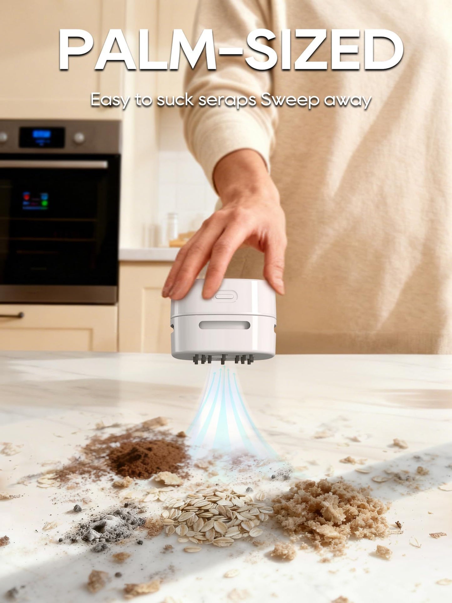 Vacuum Cleaner, Mini Table dust Sweeper Energy Saving,High Endurance mins, Rotatable Design for Keyboard/Home/School/Office (White Charging,7.9*7.9*6cm)