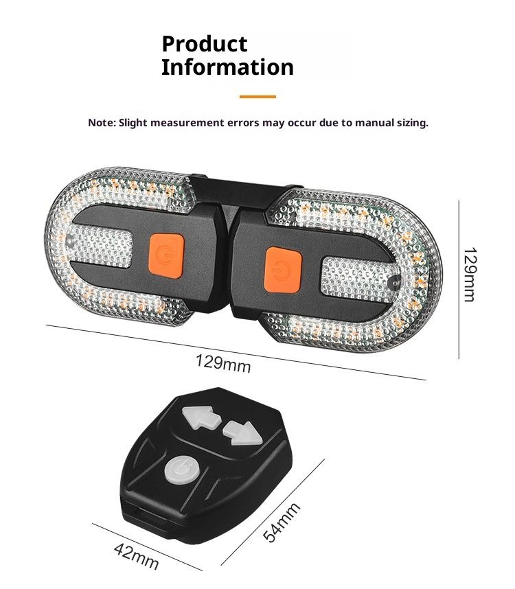 Bike Turn Signals,Bright Bicycle Turn Signals Front Back IPX5 Waterproof Wireless Remote Control Rear Bike Light USB Rechargeable LED Bike Flashlight