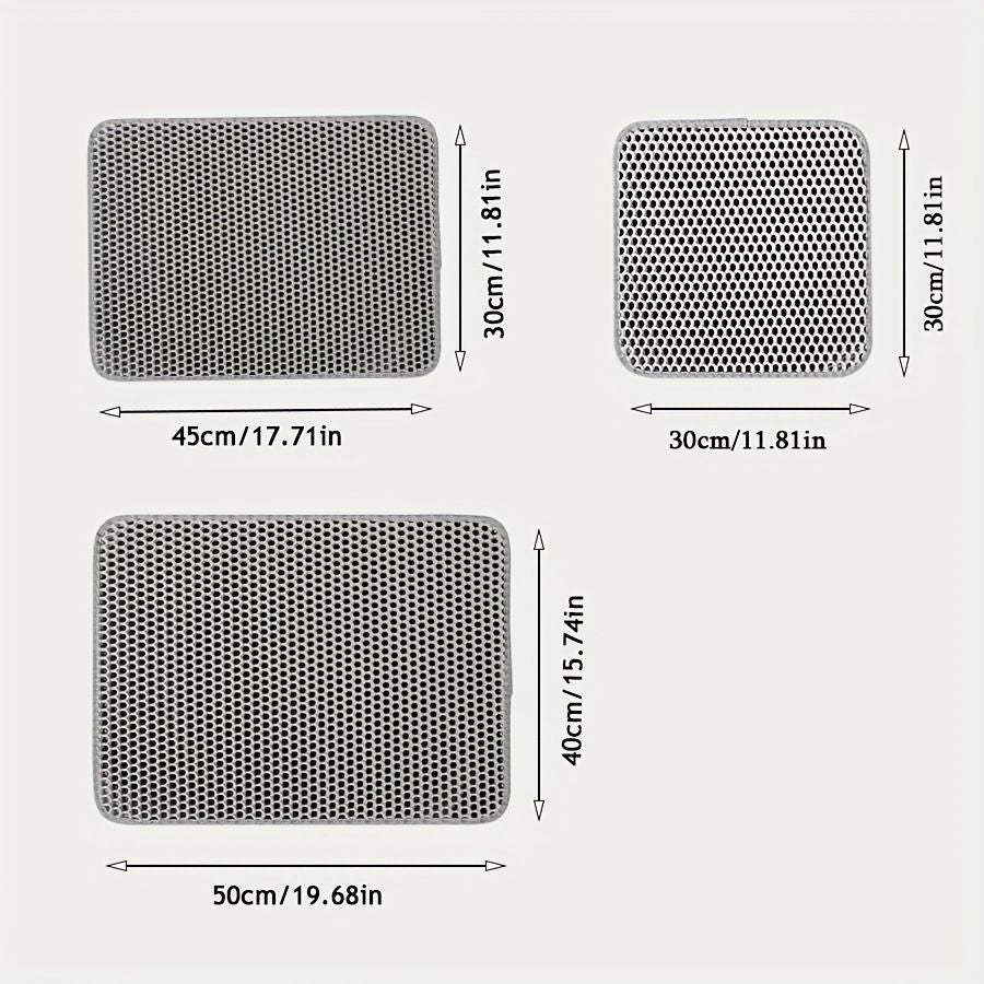 Cat Litter Mat Double Layer Waterproof Urine Proof Trapping Mat Small Cat Litter Box Mat (Gray, 30x30 Inch of 1)
