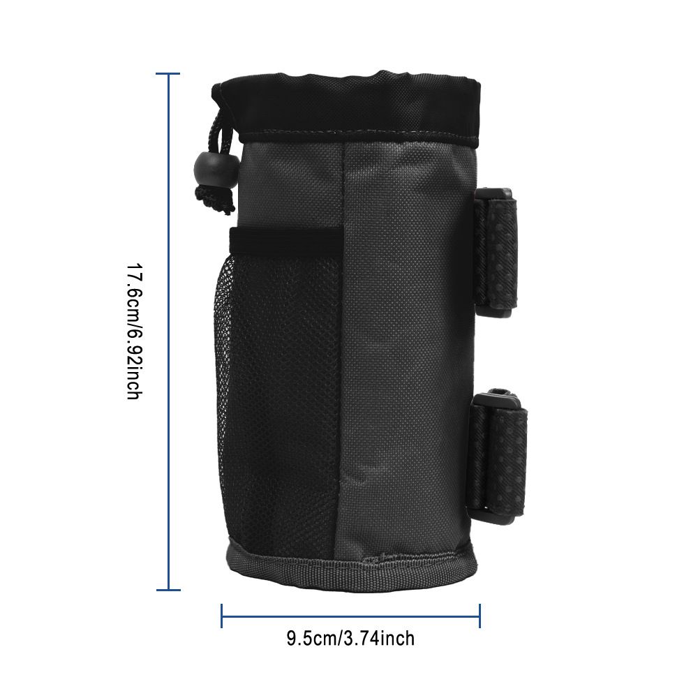 Cup Holder, Bike Water Bottle Holder for E Scooters & E-Bikes - Adaptable, No-Screw Installation, Mesh Pockets, Sticky Straps - Fits Cups Diameter Less Than 3.74in/9.5cm - Black