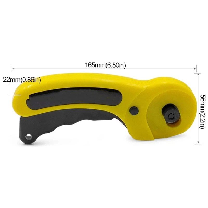 45mm Ergonomic Rotary Cutter - Rotary Fabric Cutter w/Blade Cover & Squeeze Trigger for Quilting, Sewing, Crafts, yellow