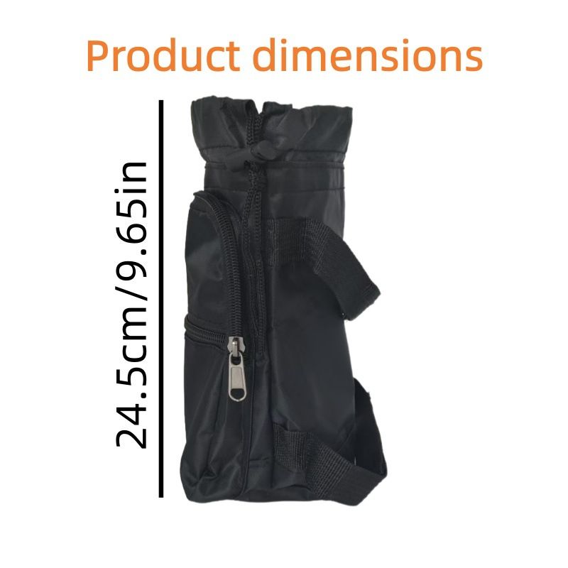 Saddle Water Bottle Holder with Pocket, Saddlebags for Horses with Adjustable Strap, Horse Riding Accessory, Easy to Attach, Black