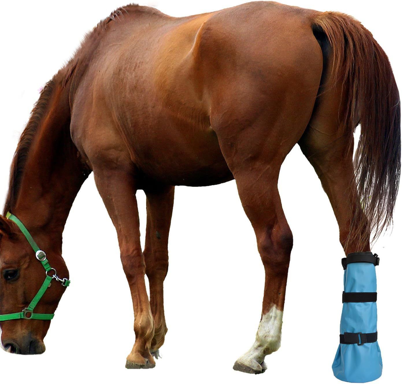 Easy Use Hoof Soaking Boot for Horse Soaker Bag Equine Soaking Boot Hooves Care Treatment Bucket Soaker Sack 3 Elastic Bands(32*4)