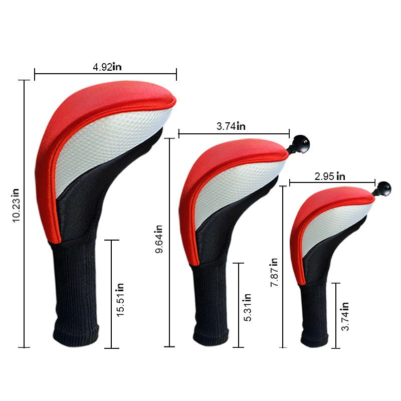 Black Golf Club Head Cover for Fairway 3 Pcs Woods Headcovers, Golf Accessories Hybrid Head Covers Set