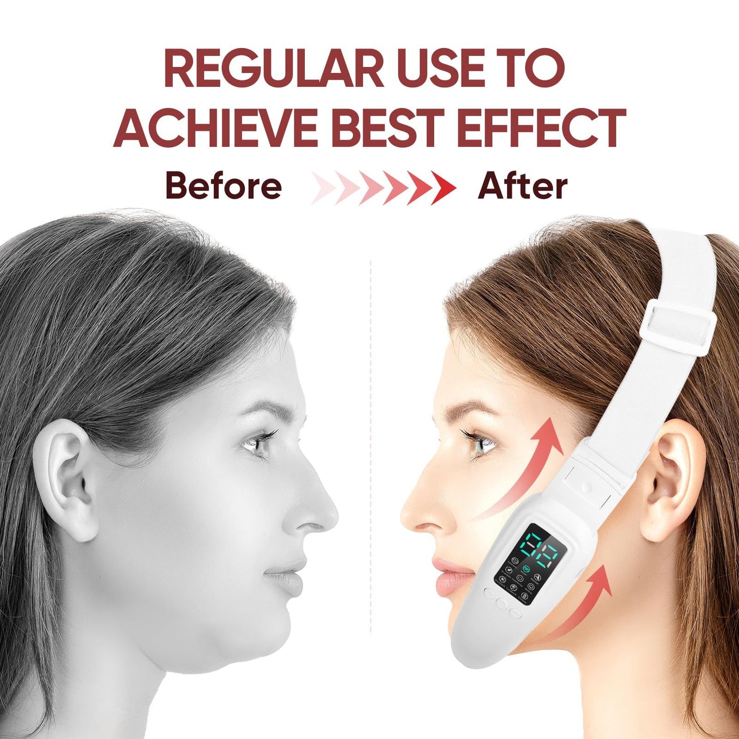Intelligent Electric Double Chin and V-Shaped Face Machine with 12Adjustable Intensities - Women's V-Face Machine(white,25.6*4.5cm)