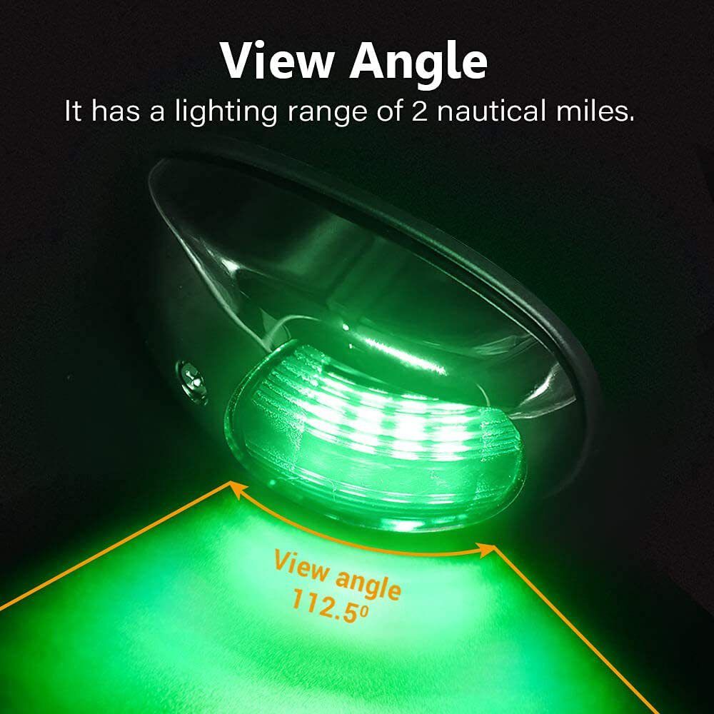 Boat Navigation Lights Red and Green Bow Light LED Vertical Mount 1 Pair (Vacuum Electroplate Silver)