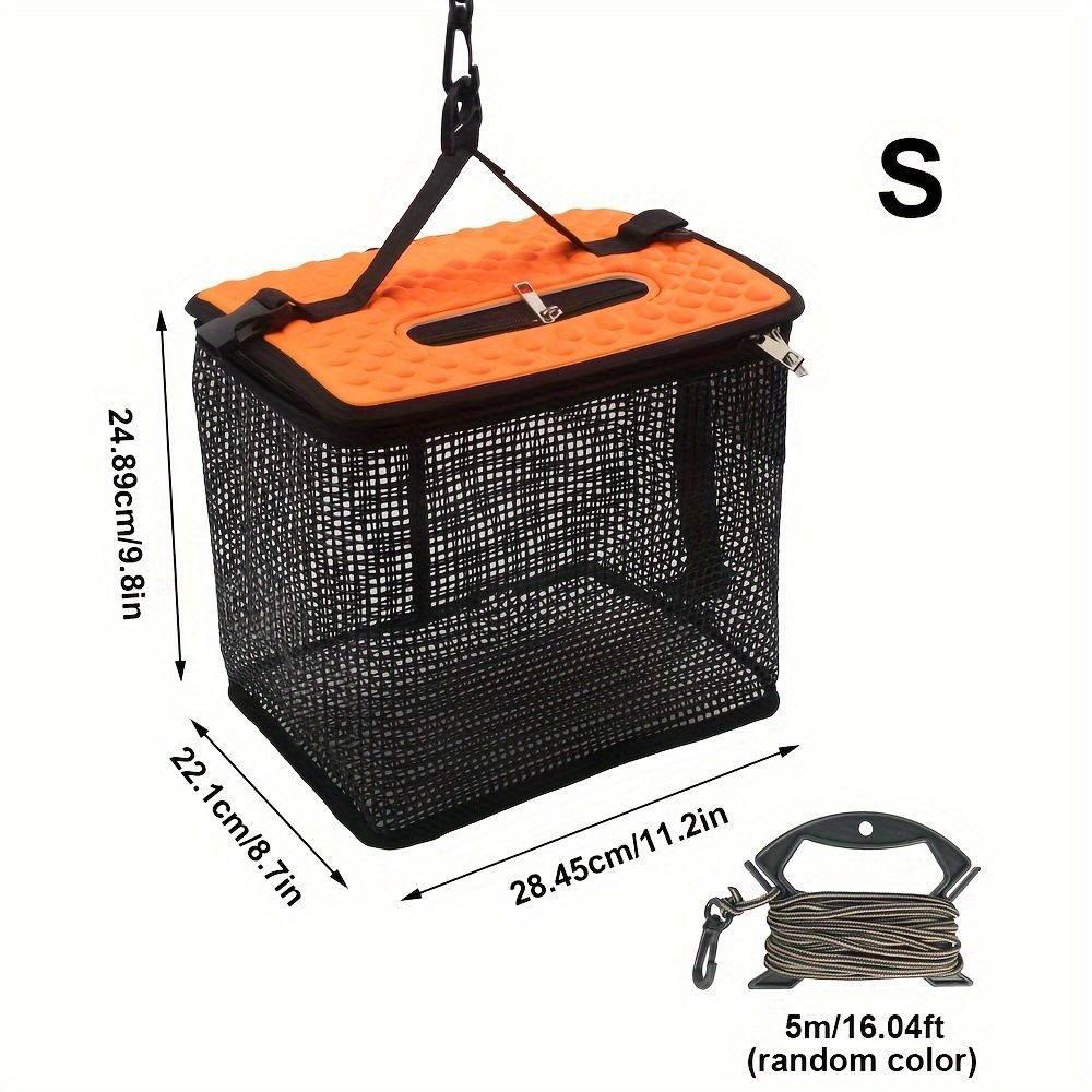 Floating Fish Basket for Live Caught, Foldable Fishing Holder Bucket Portable Collapsible Fishing Net Storage Cage for Live Fish Bait Live Well(s)