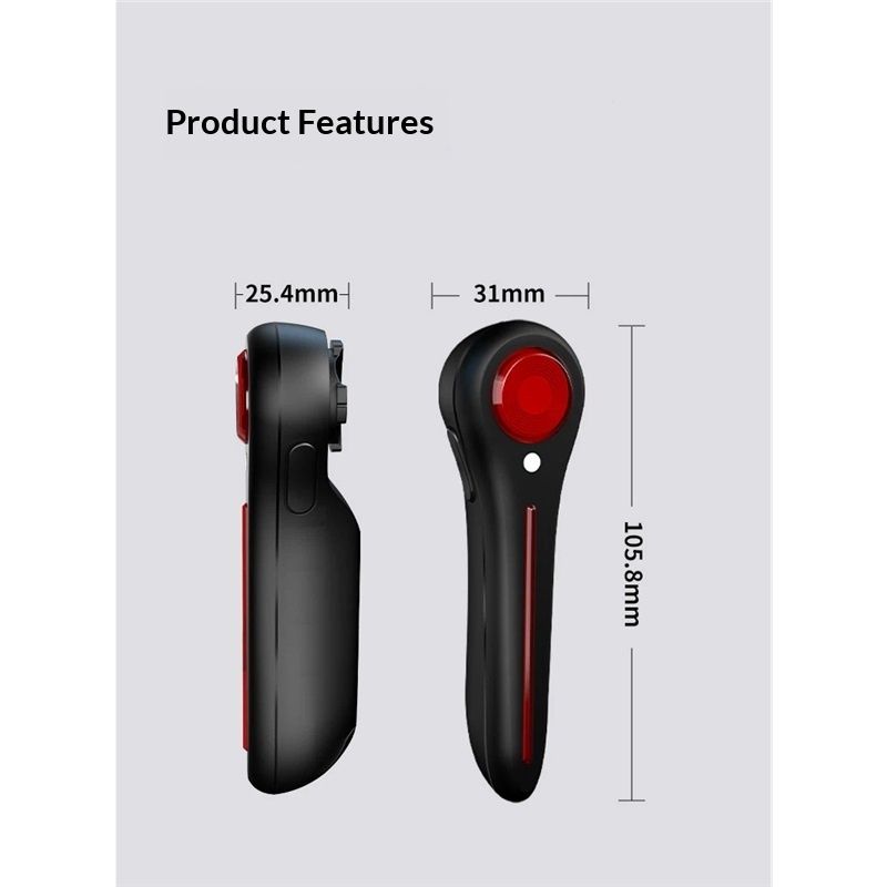 Bike Tail Light Smart - with Brake/Light Sensor, USB Rechargeable, IP64 Waterproof, 6Light Modes Bicycle Taillight for Night Riding, Super Bright Rear Bike Light (black)