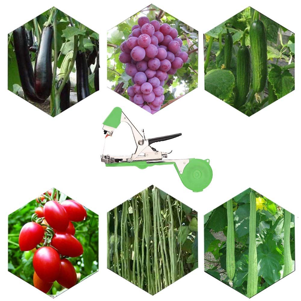 Garden Plant Tying Machine Branch Tape Tool for Vine, Tomato, Cucumber, Grape & Floral Support | Heavy-Duty Handheld Plant Binder with Durable Tape & Ergonomic Grip, green