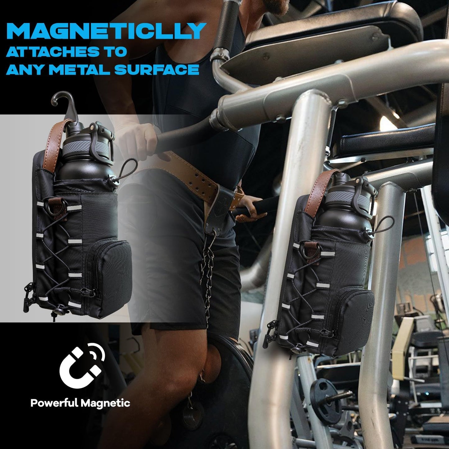 Magnetic Gym Bag,Magnetic Water Bottle Holder for Gym,Small Gym Bag for Men and Women,Gym Gifts & Gym Accessories(Excluding kettle)