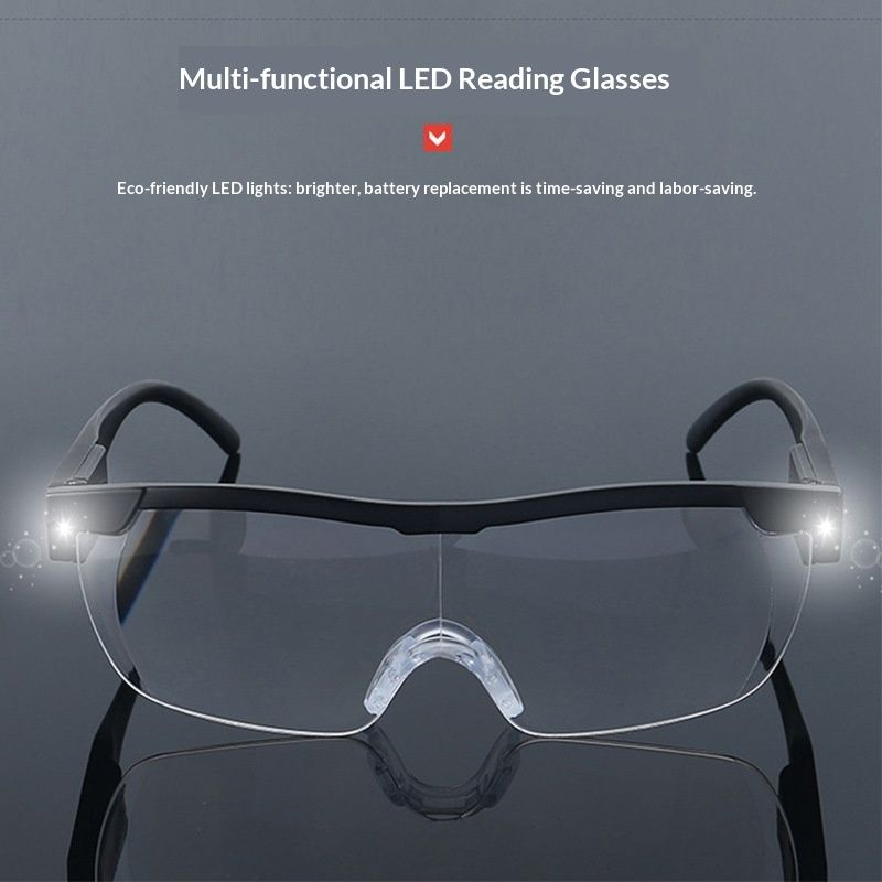 Magnifying Glasses with Light, 250% Magnification, LED Lighted Magnifying Glass, Hands Free Head Magnifier Eyeglasses for Close Work, Hobbies, Reading, Craft(Black)