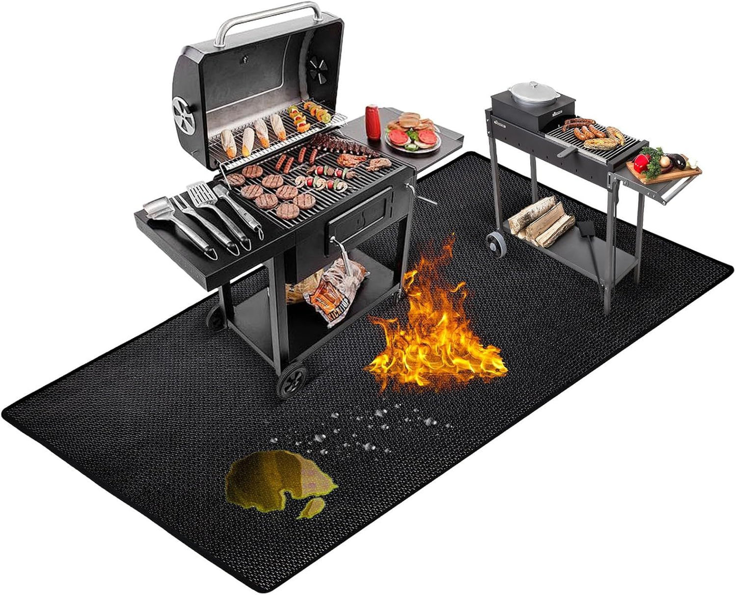 39*72 inches Under Grill Mat for Outdoor Grill,Fireproof Grill Pad for Fire Pit,Indoor Fireplace Mat Fire Pit Mat,Oil-Proof Waterproof BBQ Protector for Decks and Patios