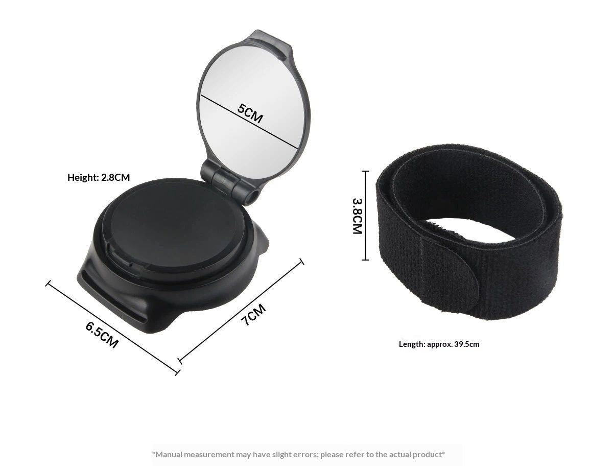 Cycling Rear View Mirror, Mirror Nylon Wrist Arm Strap Convex Design 5Cm Diameter Rearview Mirror Cycling Adjustable 360° Bicycle Rear View Mirror