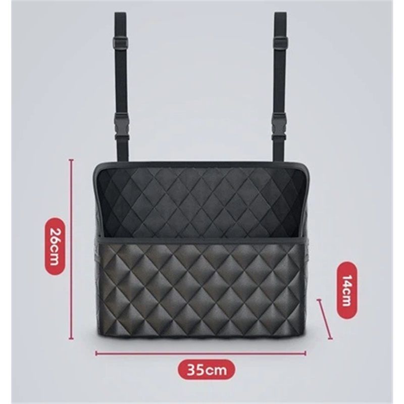 Car Purse Holder - Durable Leather Seat Back Organizer, Front Seat Storage Barrier, Pet & Kids Driver Storage Netting Pouch (Classic)
