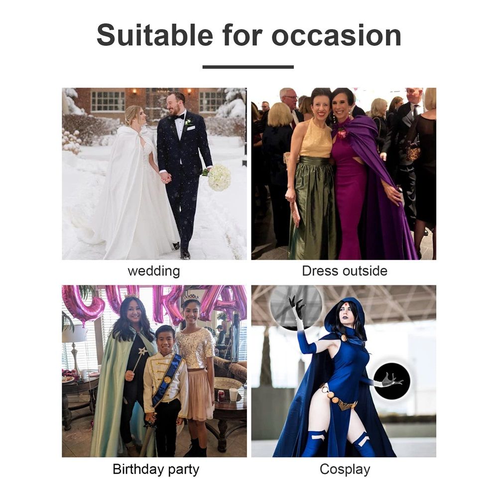 Women's Wedding Hooded Cape Bridal Cloak Poncho Full Length (170)blue Satin Hooded Cape Unisex Halloween Cloak for Devil Witch Wizard Halloween Christmas Cosplay
