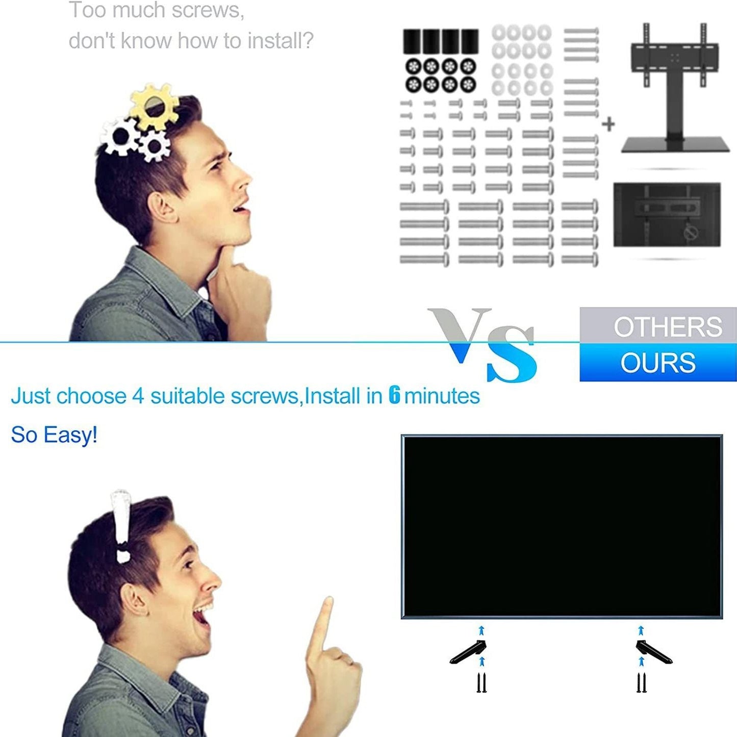 TV Stand Legs for Smart Tv with Screws, Please Check TV Models Before Purchase TV Stand Legs Replacement, Easy Installation