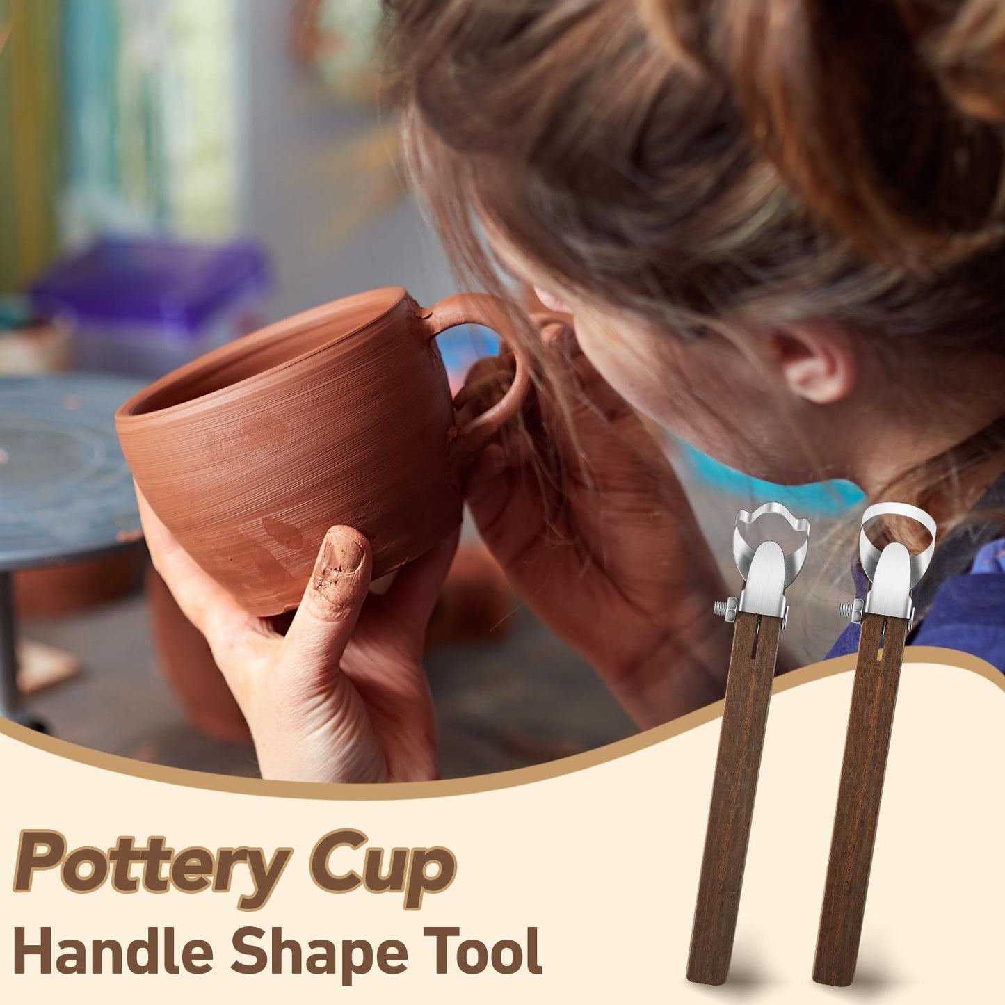 Pottery Handle Making Tool Sculpture Scraper Pottery Carving Tool Pottery Cup Handle Shape Tool for Tea Cup Mug Utensil Vase Handle Clay Cutters (5 PCS)
