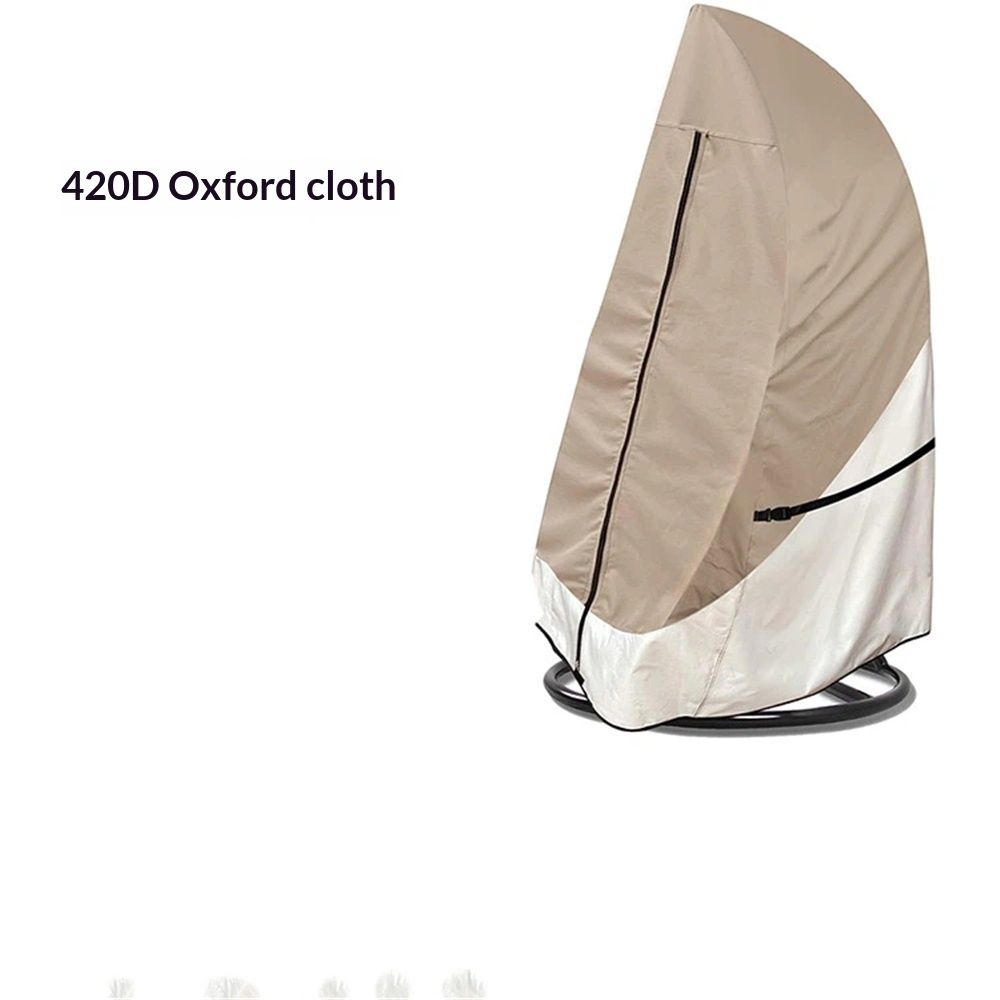 Patio Hanging Egg Chair Cover - 420D Waterproof Outdoor Single Seat Wicker Swing Egg Chair Stand Protector, Light Tan & Khaki