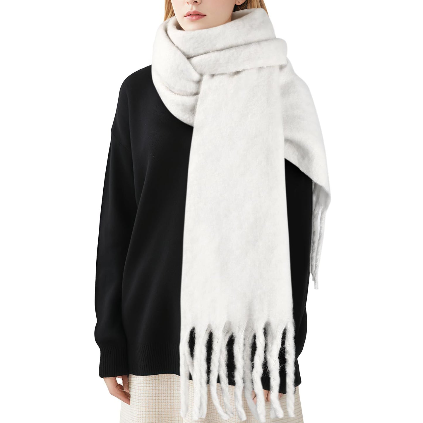 Women's Mohair Winter Scarf Pure Color, Warm Winter Scarf for Women and Men, Soft Luxurious Cashmere Feel Scarfs