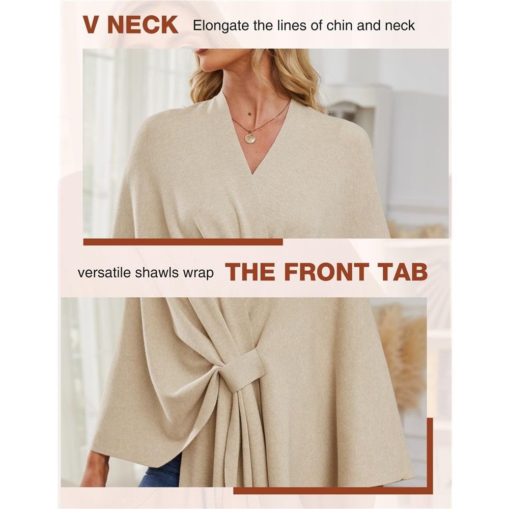 Women's Elegant Shawl Wraps Soft Open Front Poncho Sweater for Spring Fall Winter Sweater Soft Warm Travel Wraps
