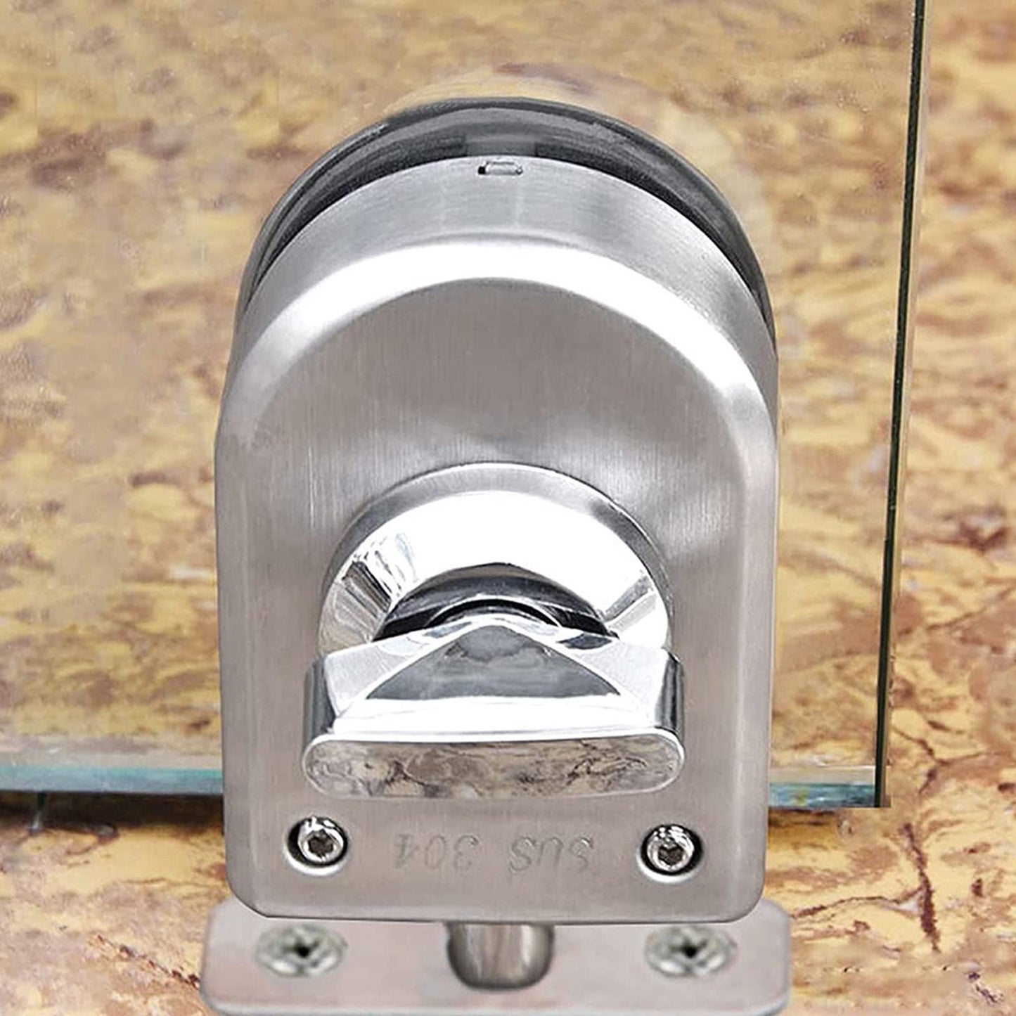Fits on Glass door lock Stainless Steel Glass Door Lock Floor Latch Lock Bolt Ground Lock for Bathroom Toilet Shop Glass Doors