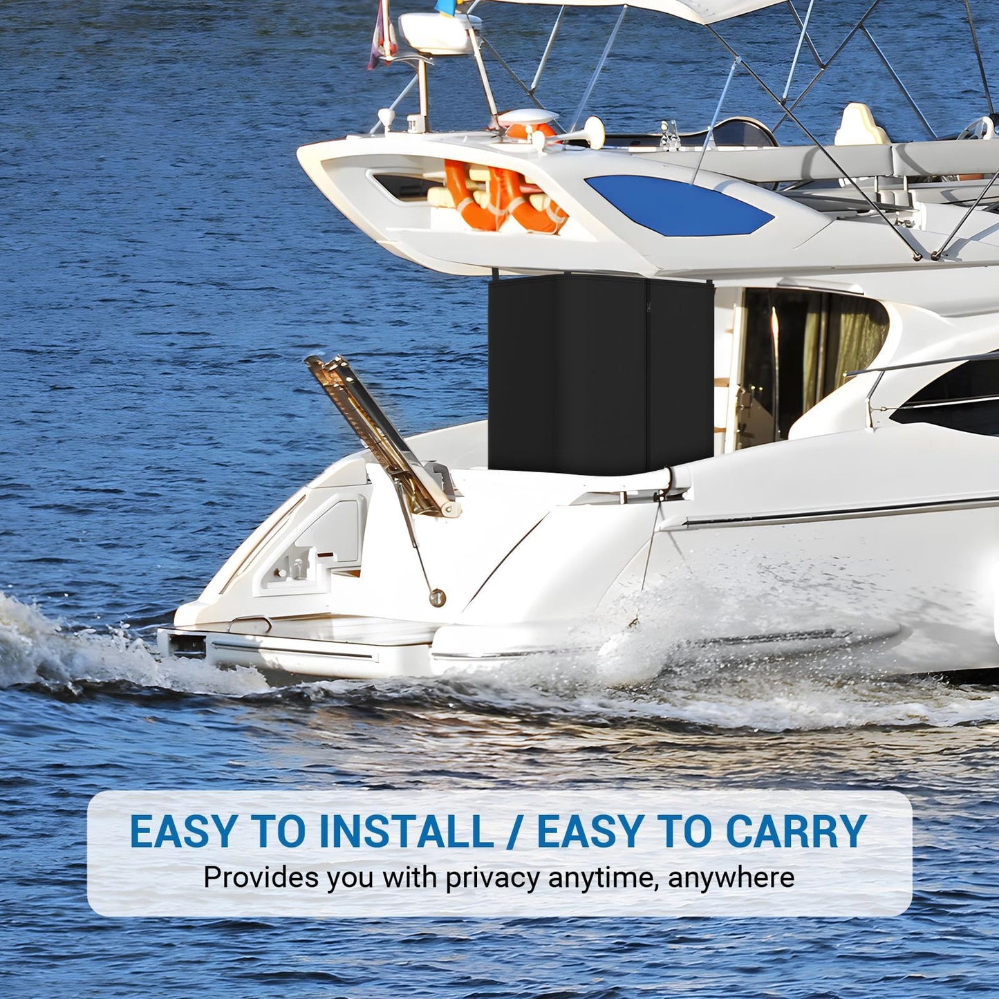 420D Privacy Tent for Boat, Heavy Duty Hanging Changing Room for Top Portable Privacy Station for Pontoons (black 183*77*69cm)