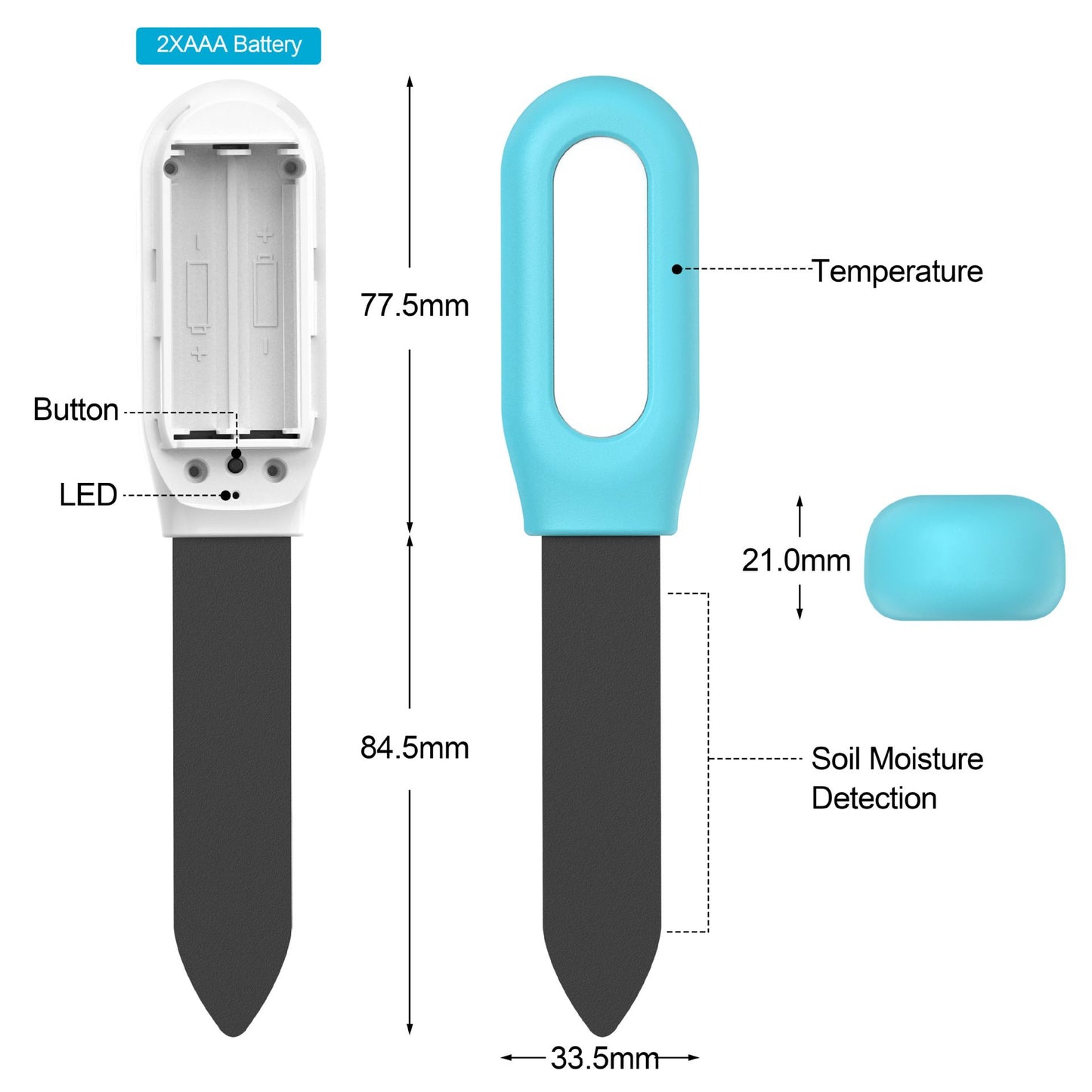 Soil Moisture Meter ,Plant Water Monitor,Automatically detect Moisture/Temperature/Light/Fertility,Can Connect to Mobile Phone via Bluetooth,Hygrometer Sensor for Indoor Plants (1pc)