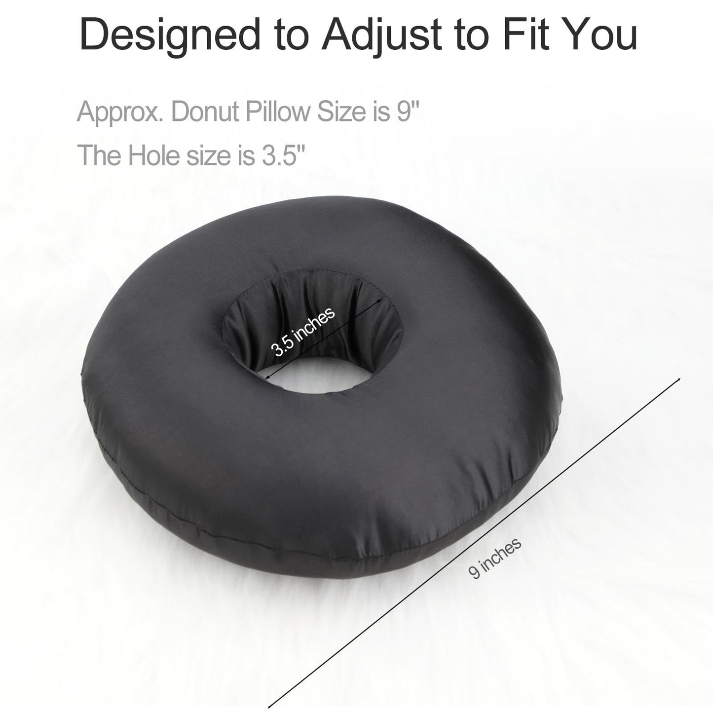 Piercing Pillow Ear Pillows Donut with Hole for Ear Pain Piercing Pain Relief Sleeping Pressure Sore Side Sleepers Smooth Cooling Ear Guard Protector, Black