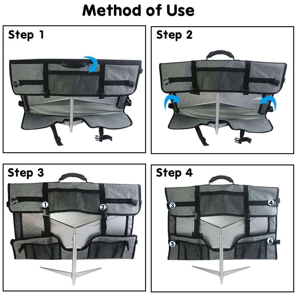 27 Inch Monitor Carrying Case, Universal 27" Computer Monitor Bag with Rubber Handle and Pockets, Gray