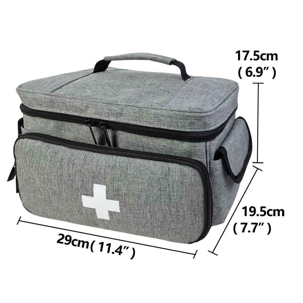 First Aid Bag Empty, Small Medicine Bag Portable Medical Supplies Organizer for Travel, Home, Office, Car, Outdoor, Camping, Hiking (Gray,Bag ONLY)