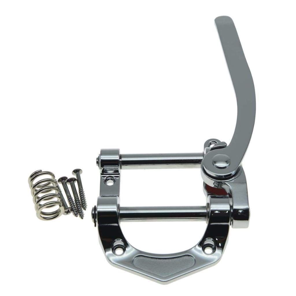 Tremolo Bridge for Electric Guitar, Chrome Plated Vibrato Tailpiece with Roller Bar, Replacement Flat Top Body, Hardtail Bridge Upgrade