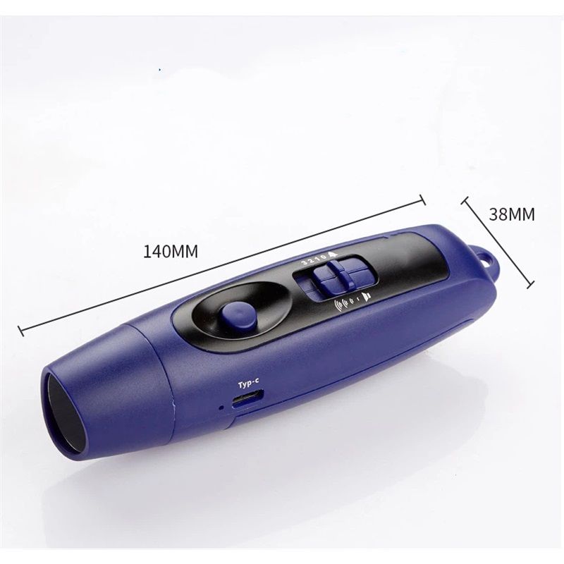 Rechargeable Bear Horn - Electronic Air Horn for Bears with 4 Volume Levels & 3 Tones, Safety Light for Hiking, Camping, Wildlife Defense (Blue,14*3.8*3.85cm)