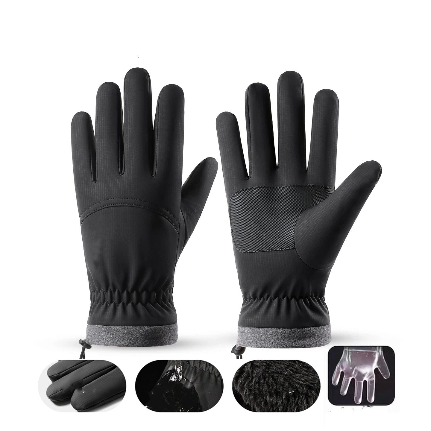 Waterproof Warm Gloves Women Men with Touchscreen Fingers, Ski Snow Windproof for Cold Weather Thermal, for Running Hiking Driving Cycling Outdoor (black,26.5*11cm)