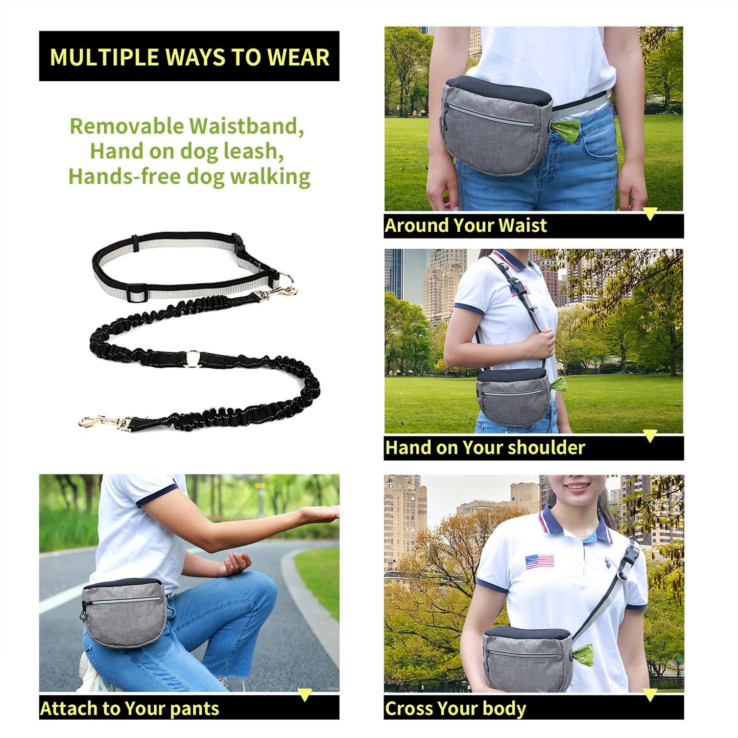Dog Treat Pouch Bag for Training – Removable Liners, Large Opening Capacity Treat Bag Obedience Cards, Waist Strap Clip Treat Fanny Pack for Dog Training and Walking