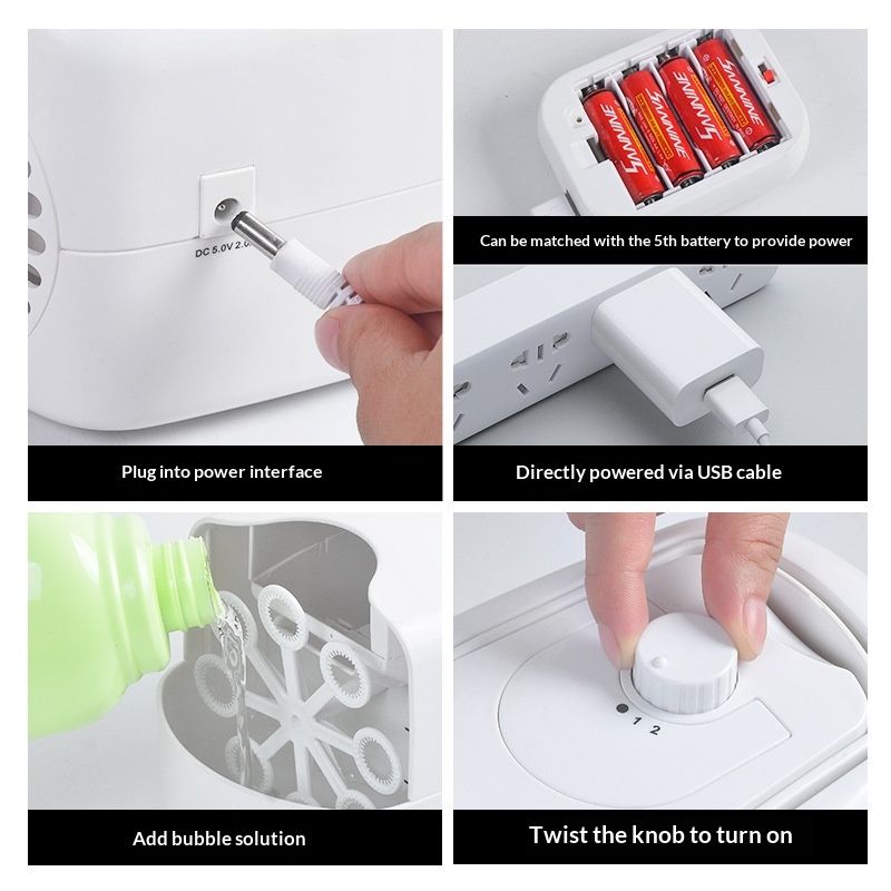 Bubble Machine, Automatic Bubble Blower Machine, Portable Bubble Maker for Outdoor and Indoor Use, (White)
