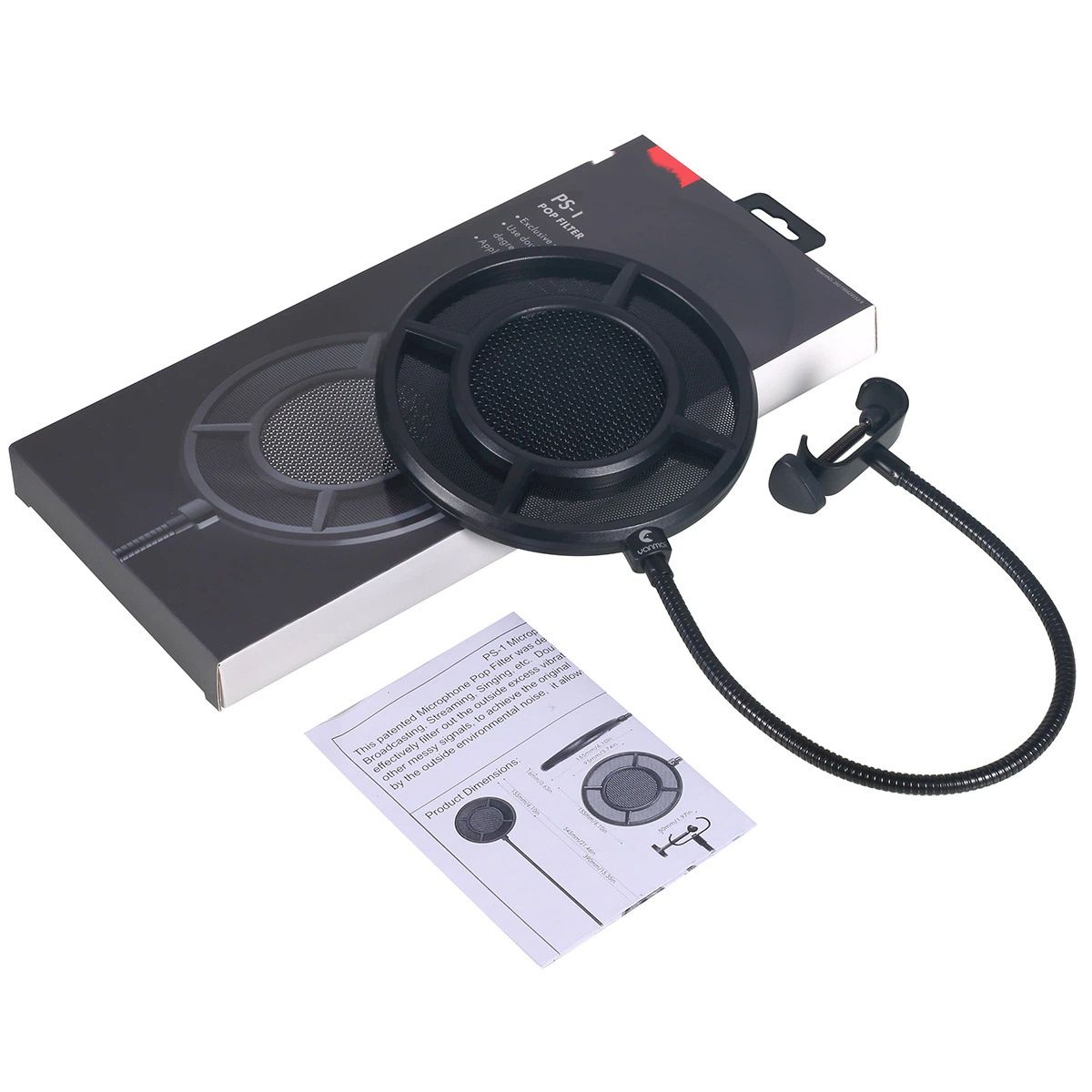 2-layer Anti spray net for Other Mic, Upgraded Metal Microphone Pop Filter Windscreen with Flexible 360°Gooseneck
