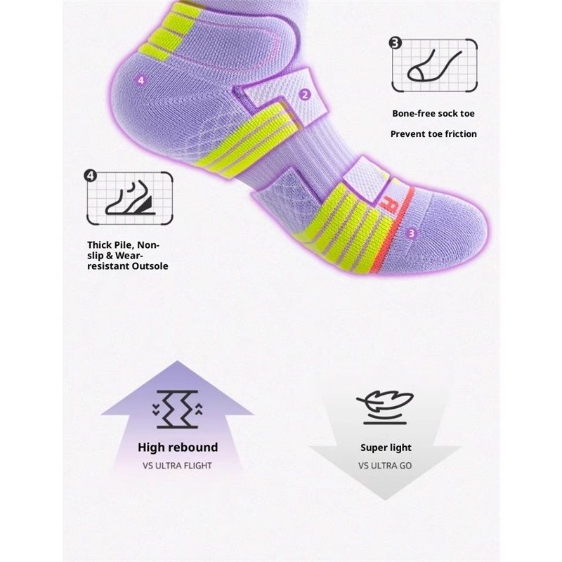 3 pack Womens Viscose Compression Running Crew Socks, Moisture-Wicking Anti-Blister Hiking&Gym Athletic(Purple)