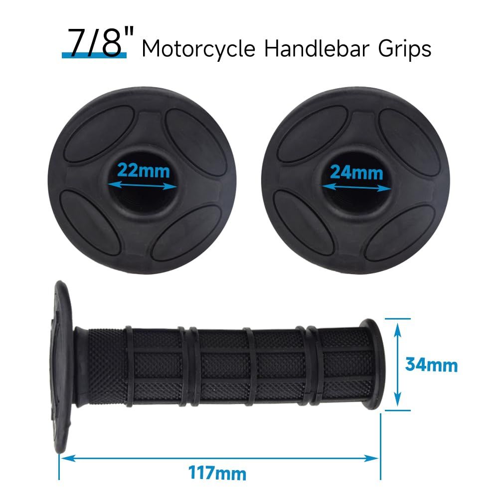 Black Motorcycle Grip, Motorcycle Hand Grips for Pit Dirt Bike Motocross Motorcycle Offroad Dirt Bike