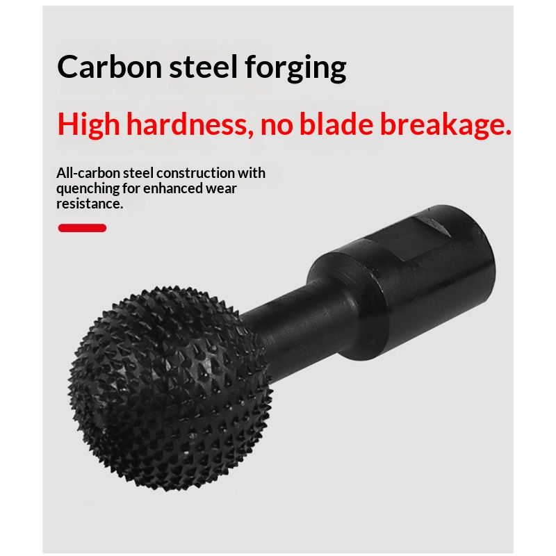 Ball Gouge Angle Grinder Attachment - 360° Sphere Rotary Burr for Rapid Wood Carving, Heavy-Duty Steel Spherical Grinding Head with Abrasive Teeth( Interface 10MM)