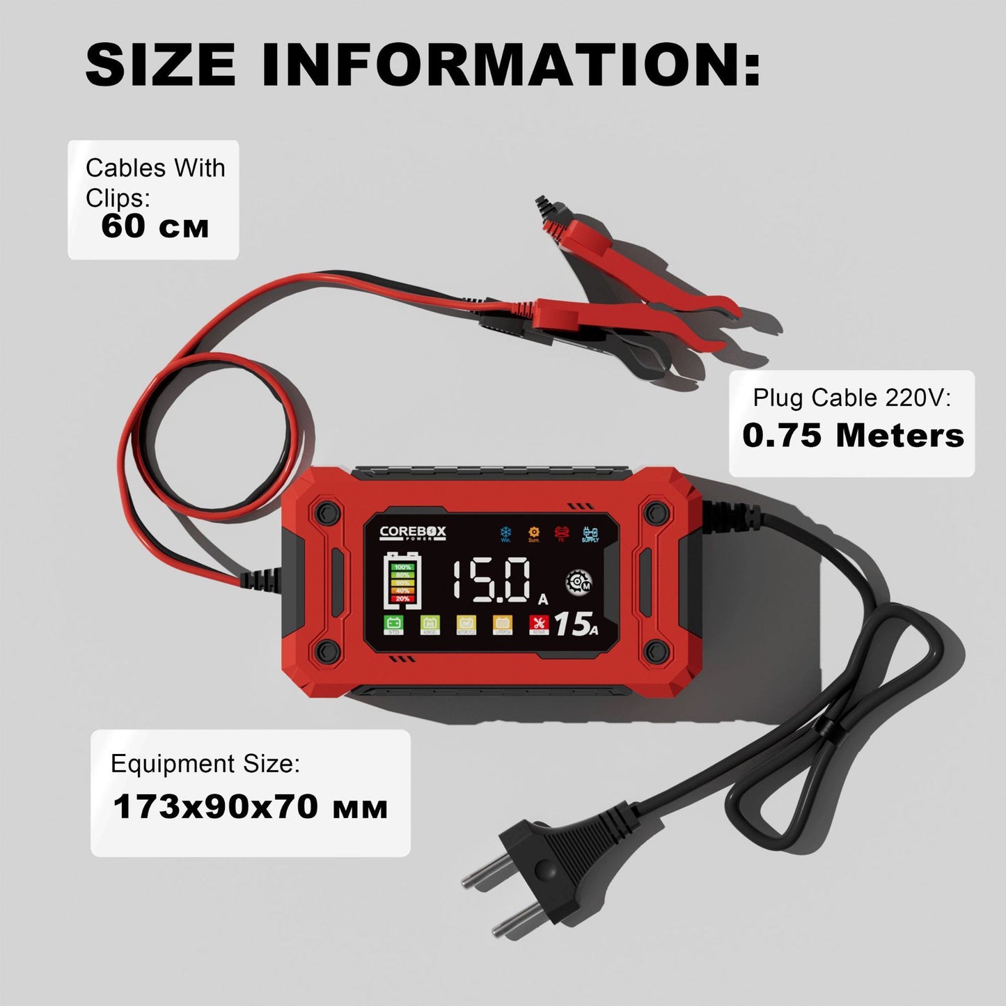 15-Amp Battery Charger, 12V Lithium iron phosphate battery Car Battery Charger Trickle Charger Smart Battery Maintainer w/Temp Compensation for Car Truck Lawn Mower Boat Marine