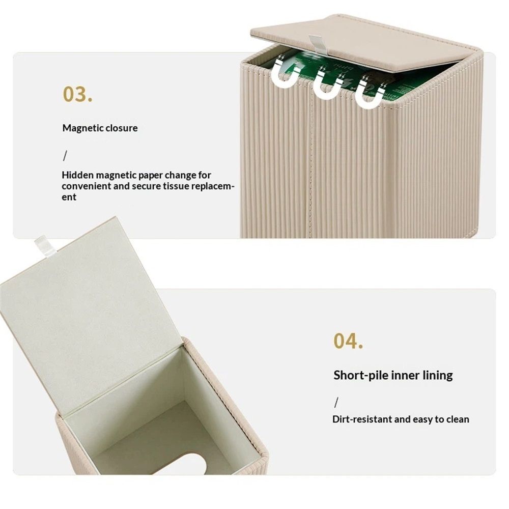 Leather Tissue Box Cover Square Tissue Box Holder for Bathroom Vanity Countertop Night Stands Bedroom Office Desk,Modern Tissue Decorative Organizer with Magnetic Closure(Only tissue box)