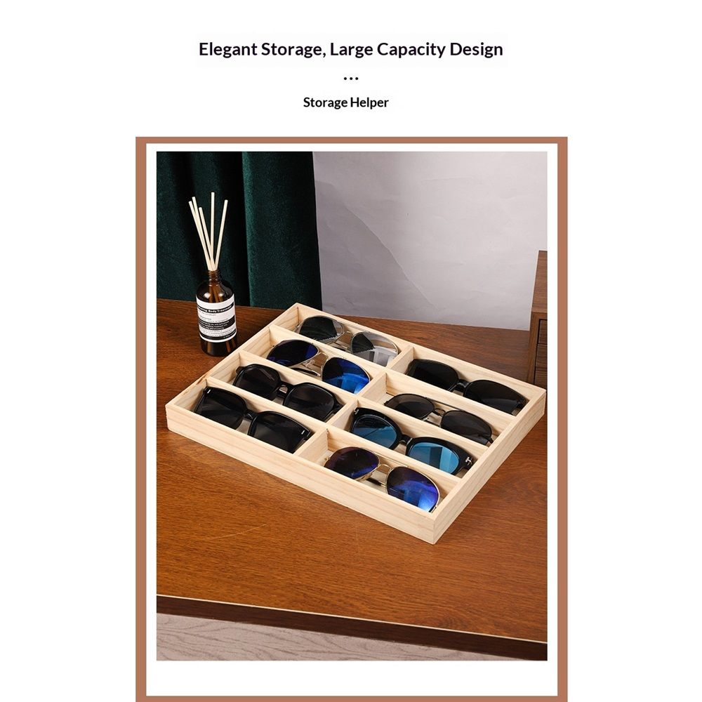 Sunglass Organizer,Glasses Organizer,8-Slot Sunglasses Tray for Drawer, Men's/Women's Sunglasses Box, Glasses Holder for Watch Stackable Eyeglass/Eyewear Display Tray(Only storage box)