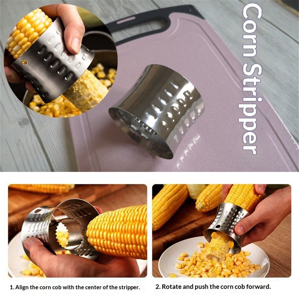 2 pack Premium Stainless Steel Corn Thresher Stripper & Peeler - Magic Corn On The Cob Removal Tool(silvery)