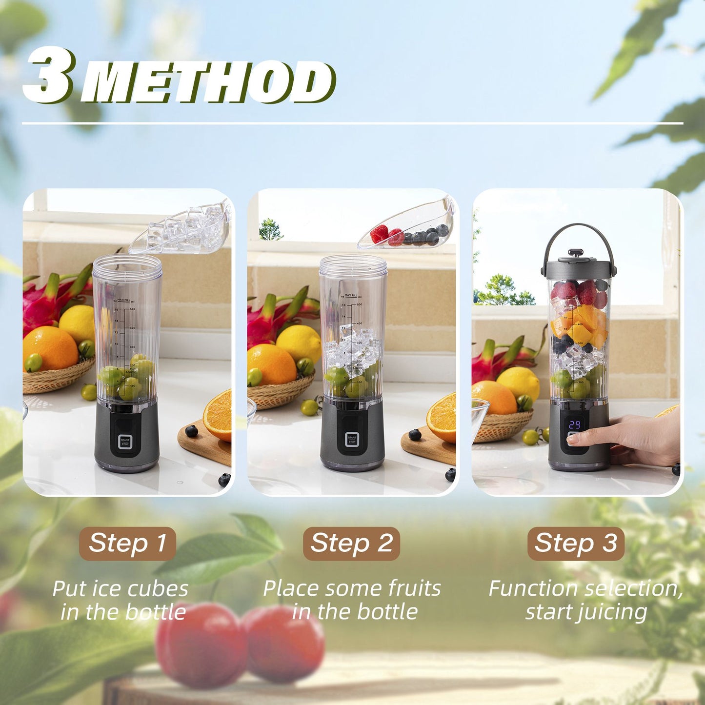 Portable Blender, Cordless Personal Smoothie Blender with USB Rechargeable & 10 Blades, Compact Mini Juicer Powerful Blending for Shakes/Fruits/Veggies/Travel/Home/Office/Gym/Camping(Only juicer)